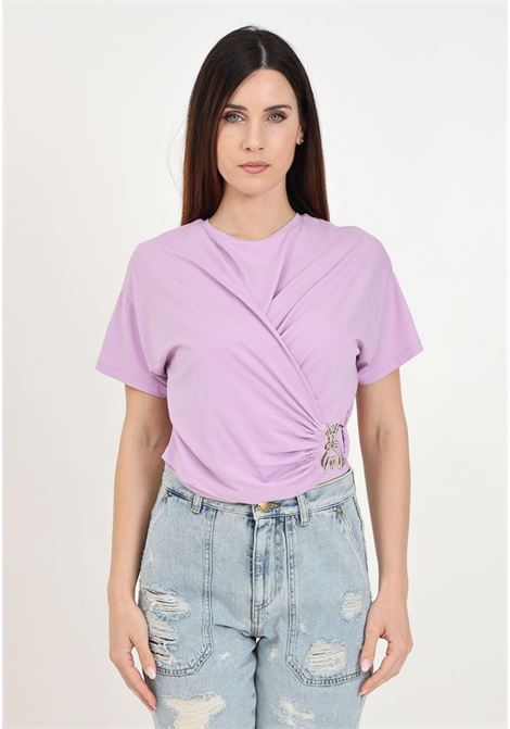 T-shirt a manica corta lilla da donna con fibbia Fly PATRIZIA PEPE | 2M4369/J206M495